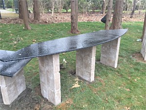 custom outdoor granite stone table with brick legs